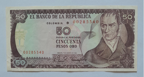 Billete De 50 Pesos Año 1981,reposicion. Estado 8, N 5340