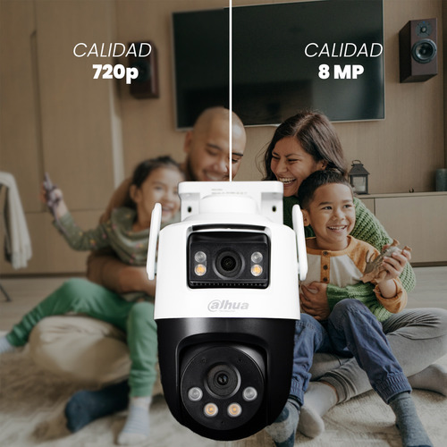 Kit cronos Cámara De Seguridad Dahua Ip Pt Dh-p5d-3f-pv Wifi Cruiser Dual 8mp Audio Bidireccional Auto Tracking + Microsd 32gb + Protección Metálica + Accesorios Cctv Wpt1439dd-plus-32