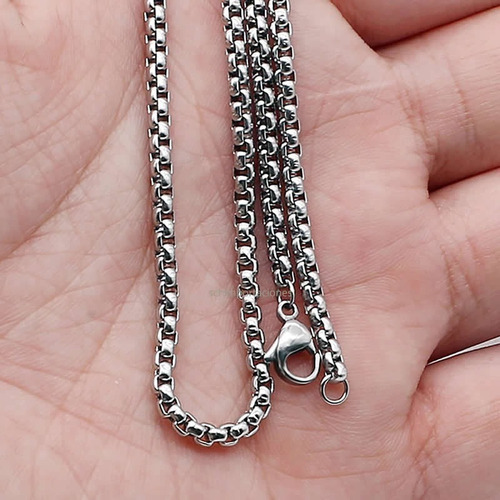Imagen 2 de 4 de Cadena Acero Eslabón Cuadrado 60cm Premium 2mm Collar