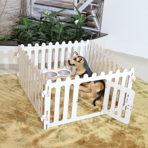 Cercado Para Cães Coelho De Luxo Pequeno - Com Comedouro Cor Branco