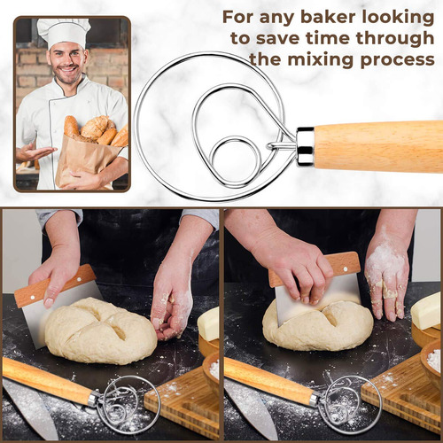 Batidor De Masa Para Hacer Pan Fuanrtk, Acero Inoxidable Dan