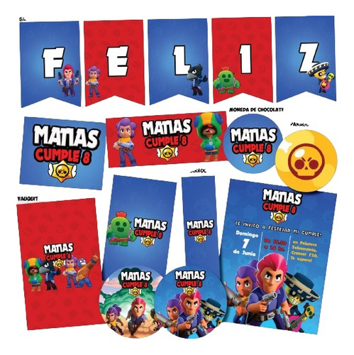 Kit Imprimible Personalizado Brawl Stars Cumple Candy