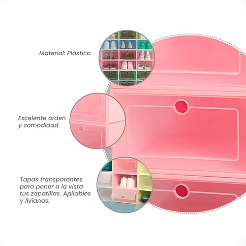 Imagen 2 de 9 de Cajas Pack X6 Organizador Zapatos Zapatera Apilable - Otec