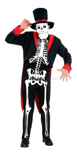 Fantasia Esqueleto Monstro Adulto Luxo Halloween Tamanho P
