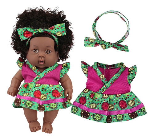 A Muñeca Negra De 8 Pulgadas Con Vestido, Muñeca Realista