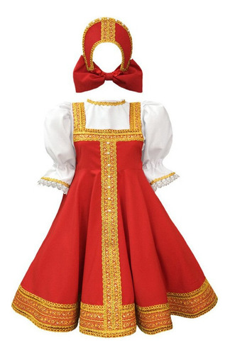 Vestido Ruso Para Niña Fancy Girl, Disfraz Folclórico Para B