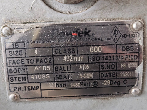 Válvula Esférica 2 Cuerpos 4 Serie 600 Bridada C/volante