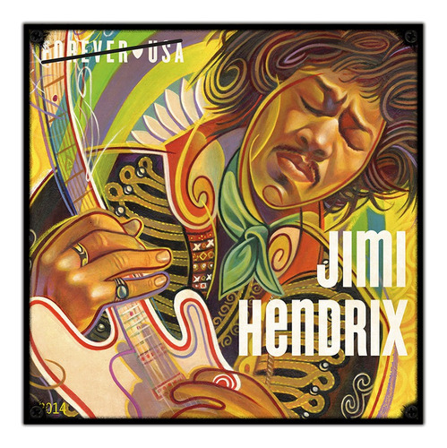 #348 - Cuadro Vintage 30 X 30 - Jimi Hendrix Guitarra Rock 