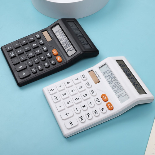Calculadora Kaerda Pantalla Doble 12 Dígitos Color Blanco Escuela, Oficina, Hogar