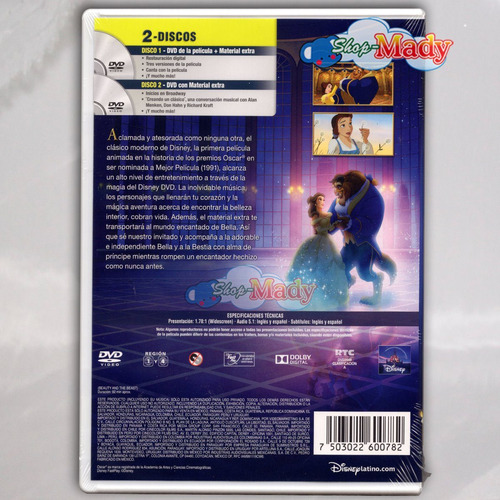 Disney La Bella Y La Bestia Edición Especial Dvd Reg. 1 Y 4