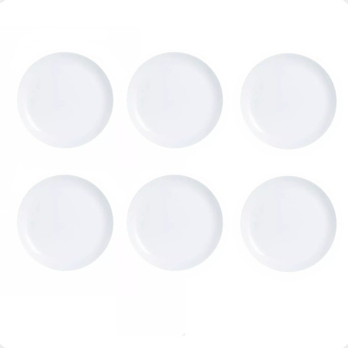 Plato De Postre Opalina Vidrio Templado Set X6 Unidades