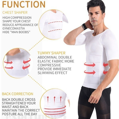 Imagen 4 de 9 de Camiseta Fuerte Compresión Pecho Abdomen Con Manga Srápido