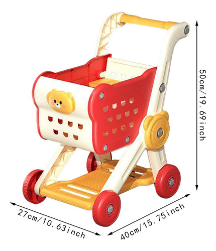 Juego De Carrito De Compras Para Niños, Mini Carrito Rojo