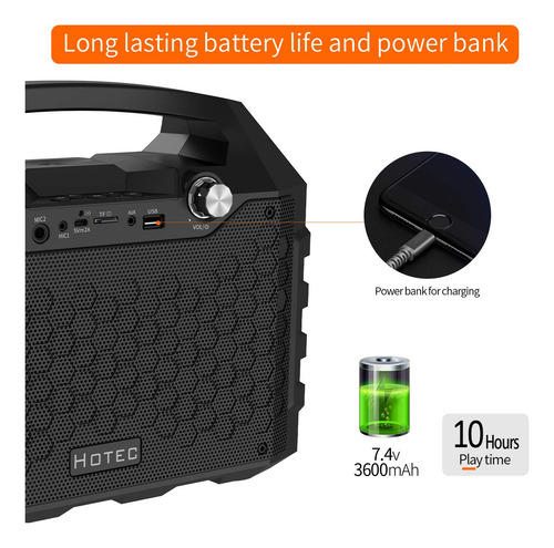 Hotec Sistema De Altavoces Pa Portátil Bluetooth Inalámbrico, Potente Máquina De Karaoke Bluetooth Con Micrófonos Inalámbricos Duales Para Karaoke, Boda, Fiesta, Enseñanza, Conferencia, Iglesia