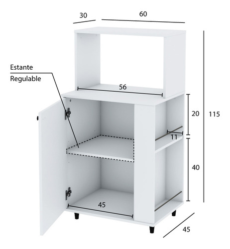 Organizador Centro Estant Cocina Vajillero Microondas Kp60