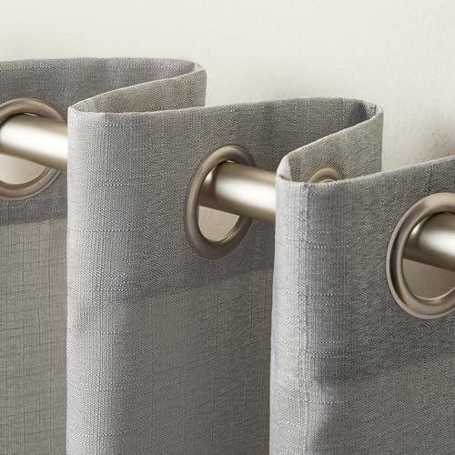 Par De Cortinas De Lino Con Ojales 135 X 213 Cm Gris