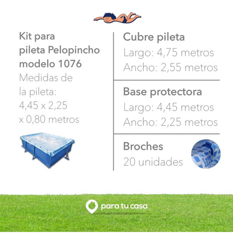 Cubre Pileta Cobertor Y Base Protectora Pelopincho 1076