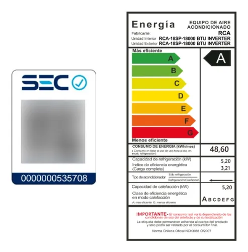 Aire Acondicionado Inverter Rca 18000 Btu