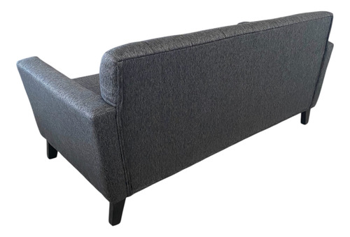 Sillón 3 Cps Tela Chenille Antidesgarro Patas De Madera Gris Oscuro Chenille