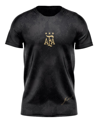 Camiseta Argentina Afa 3 Estrellas Negra Talle Especial