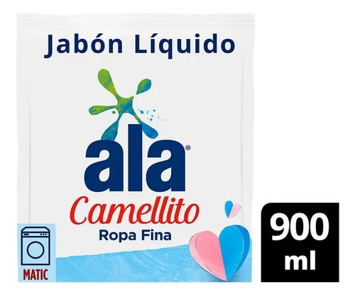 Jabón Líquido Ropa Fina Ala Camellito Matic 900 Ml - 3 Unid.