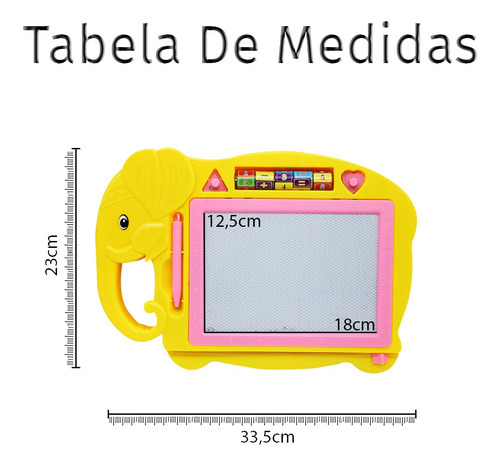 Imagem 2 de 7 de Quadro Magico Infantil Caneta Carimbo Elefante Lousa Amarelo
