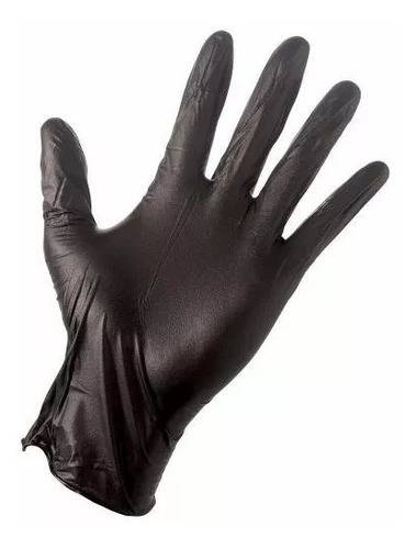 6 Cajas De Guantes Goma Negros De 50 Unid