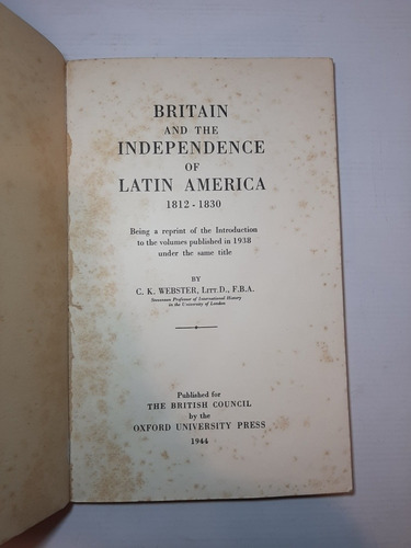 Antiguo Libro Historia Latinoamericana Ingles Ro 1107