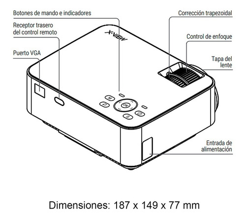 Imagen 7 de 7 de Proyector Led X View Full Hd 1080p 1000 Lumens Hasta 120