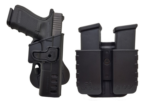 Coldre + Porta Carregador Externo Glock G22 G23 Gen5 Cor Preto Orientação Da Mão Destro