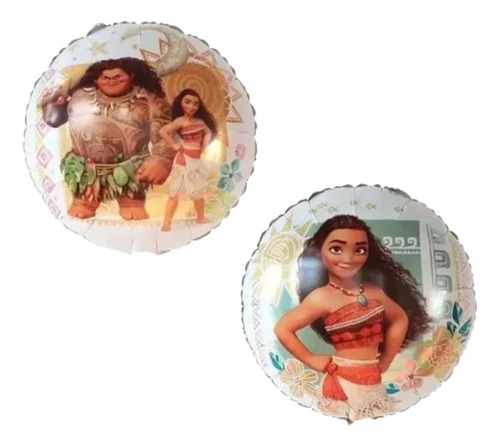 Pack De Globos Metalizados Redondos Con Temática De Moana 2 Redondos De Moana X 10 Unidades