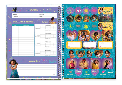 Caderno Universitário Capa Dura 1x1 80 Folhas Encanto Cor Colorido