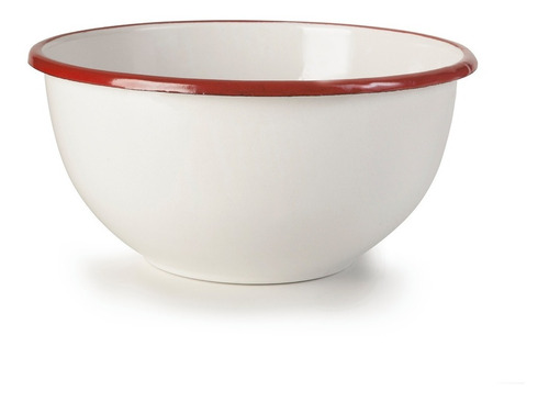 Bowl O Tazón De Peltre Blanco Con Rojo 14 Cm Marca Ibili