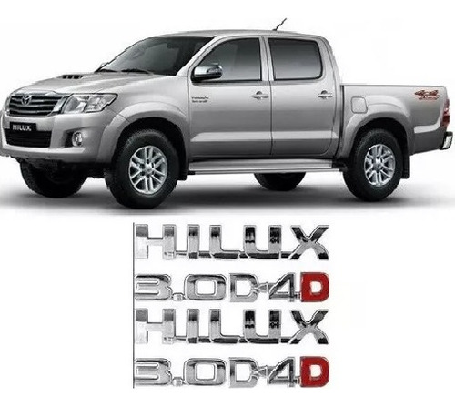 Kit Letreiro Hilux 3.0 D4d Cromado ( Par ) Srv Sw4