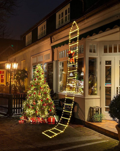 Decoración Navideña 305cm Escalera Luz Y Papá Noel Exterior