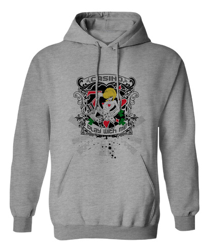 Sudadera Con Gorro Casino Play With Me Cartas Trebol Poker