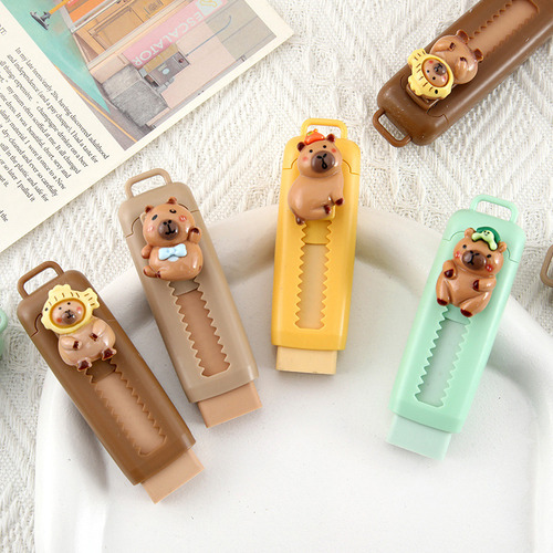 Goma De Borrar Kawaii Push Pull Capybara, Lápiz De Goma