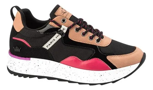Tenis Choclo Paris Hilton 910a Negro Con Rosa Para Mujer Env o