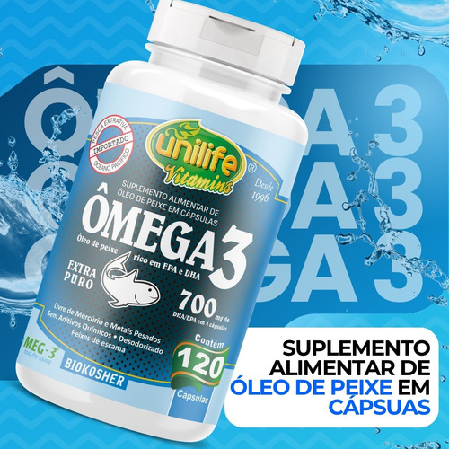 Óleo De Peixe 700mg Ômega 3 Desodorizado 120 Caps - Unilife