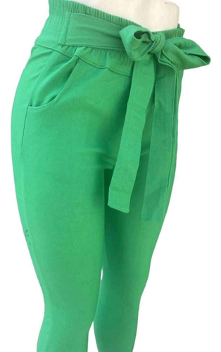 Pantalon Moño Casual Entubado, Resorte En Cintura, 2 Bolsas