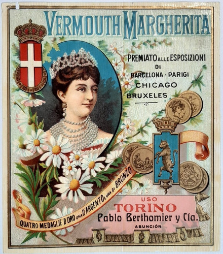 Antigua Etiqueta Vermouth Margherita Italia 1900 Ro 187