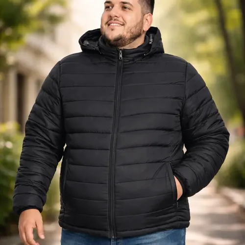 Jaqueta Bobojaco Puffer Plus Size Lisa Masculina Capuz | Frete grátis