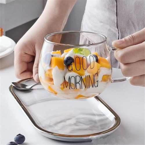 Taza Jarro Bombe Vidrio Doble Mug Cafe 250 Ml Pettish Online Color Good Morning 300ml