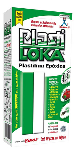 Plasti Loka Verde 20gr Plastilina Epoxica Caja Con 10 Piezas