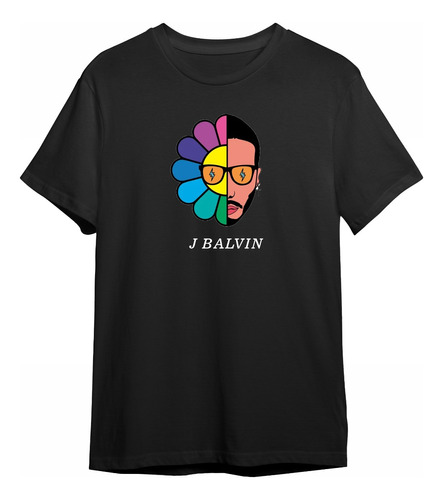 Camisetas J Balvin Ilustracion Flor Colores Camisas Negras