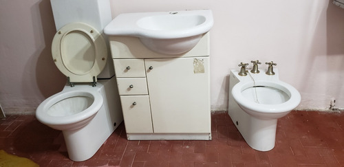 Juego Inodoro Bidet Vanitori Y Bacha Avignon Ferrum S/grif.