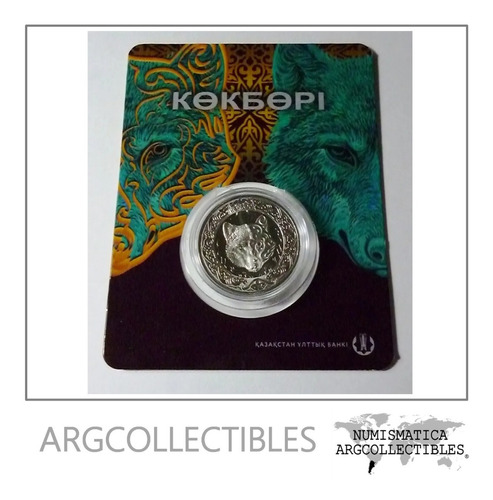Kazajistan Blister Moneda 100 Tenge 2018 Lobo Azul Proof 