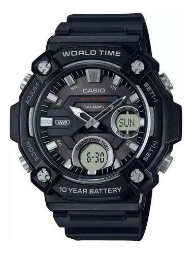 Relógio Masculino Casio Anadigi Aeq-120w-1avdf Preto