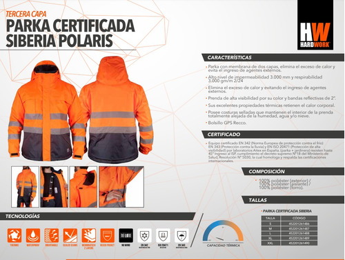 Parka Siberia Hardwork Certificada