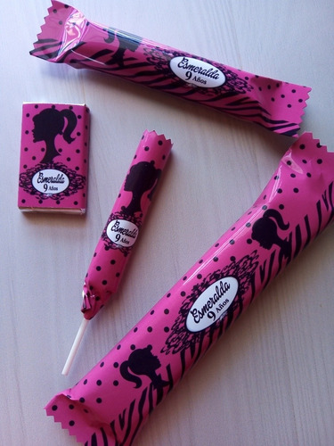 Candy Bar Personalizado Barbie Golosinas Para 10 Niños